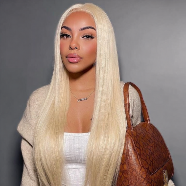 Premium Donor Brazilian 613 Blonde 4x4 Straight Lace Closure Wig 180% Density