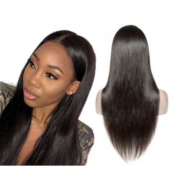 Premium Donor Brazilian Virgin Hair Straight Undetectable HD Full Lace Wig 180% Density