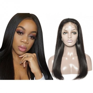 Brazilian Human Donor Virgin Hair Straight 13*4 Lace Frontal Wig 180% Density
