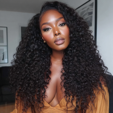 Premium Donor Brazilian Deep Curl Virgin Hair 13*4 HD Lace Frontal Wig 180% Density