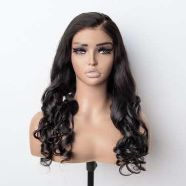 5x5 Loose Wave HD Lace Closure Wig 180% Density C Part Normal Human Hair with Skeleton Wig Cap