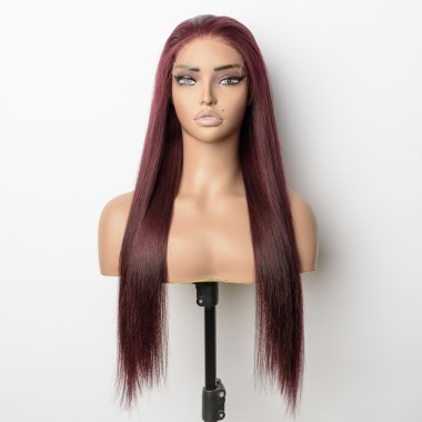 Vietnamese Virgin Hair 5x5 HD Lace Closure Wig Color #99J Glueless Wear & go 180% Density