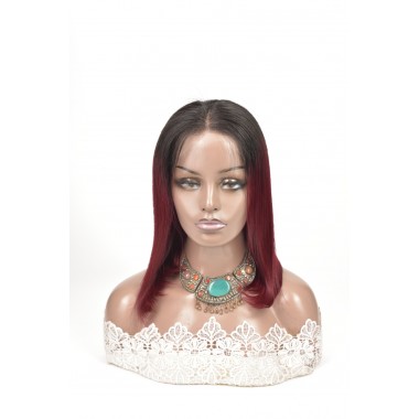 Premium Donor 11A Brazilian Virgin Hair T1b-99J 13x4 Straight HD Lace Bob Wig 180% Density