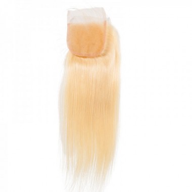 Premium Donor Virgin Hair Top Quality 4*4 Blonde #613 Straight Free Part Lace Closure