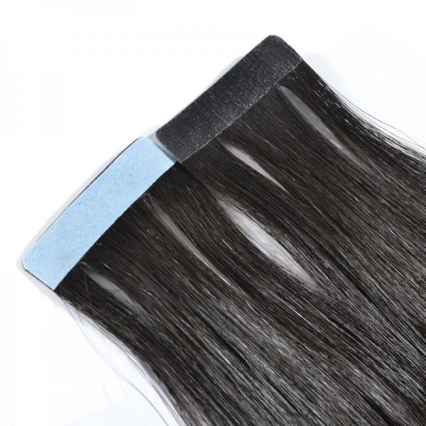 Natural Black Tape In Brazilian Human Virgin Hair Extensions Skin Weft