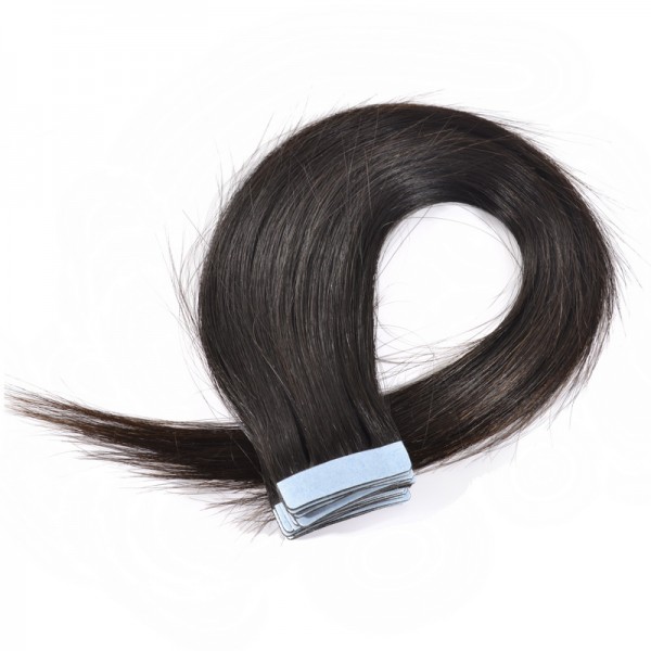 Natural Black Tape In Brazilian Human Virgin Hair Extensions Skin Weft