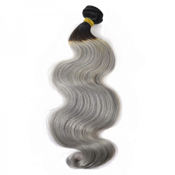 1 Bundle 1b Grey Ombre Virgin Hair Weave Brazilian Body Wave
