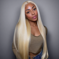 Premium Donor Brazilian 13*4 613 Blonde Straight Lace Frontal Wig 180% Density