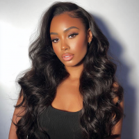 360 Body Wave HD Lace Frontal Wig 180% Density Normal Human Hair with Invisible String