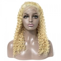 Premium Donor Brazilian #613 Deep Wave Lace Frontal Wig 13*4 Lace Frontal Blonde Wig 180% Density