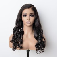 5x5 Loose Wave HD Lace Closure Wig 180% Density C Part Normal Human Hair with Skeleton Wig Cap