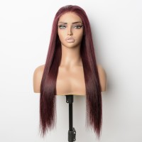 Vietnamese Virgin Hair 5x5 HD Lace Closure Wig Color #99J Glueless Wear & go 180% Density