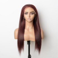 Vietnamese Virgin Hair 13x4 HD Lace Frontal Wig Color 99J Glueless Wear & go 180% Density