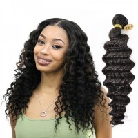 Indian Human Virgin Hair Weave Deep Wave Bundle Tight Wavy Human Hair Weft Cuticle Aligned Hair