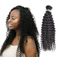 Malaysian Deep Curl Virgin Human Hair Weaving Bundle Cuticle Aligned Virgin Hair Weft