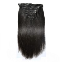 7 Pcs/Set Brazilian Straight Clip-in Virgin Hair Extensions 16-Clip Natural Black Extensions 16 18 20 Inches